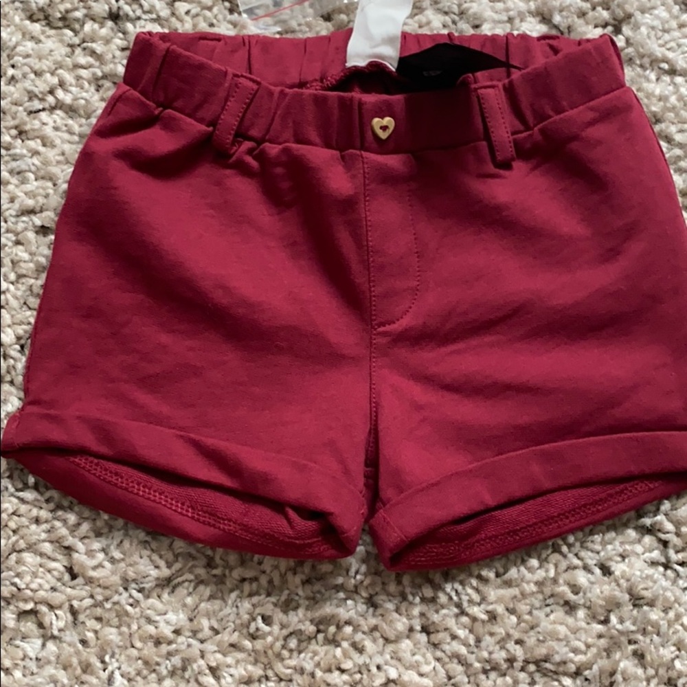 NWOT H&M burgundy shorts 12-18m w brown belt